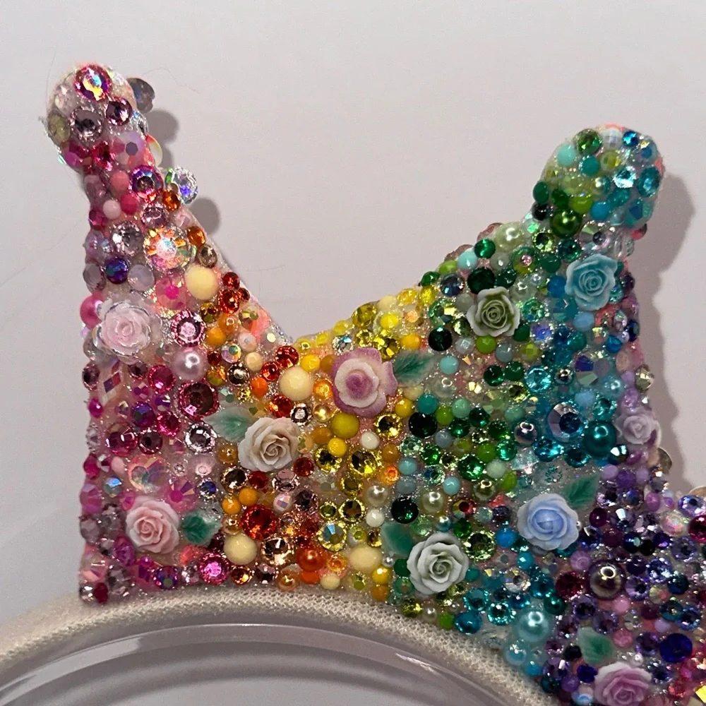 Rainbow Roses Rhinestone Princess Tiara and Wand